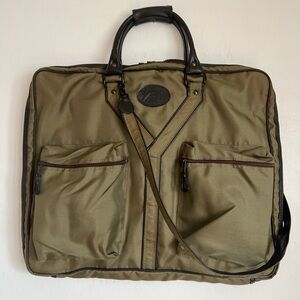 Vintage YSL Olive Green Canvas and Leather Hanging Travel Bag